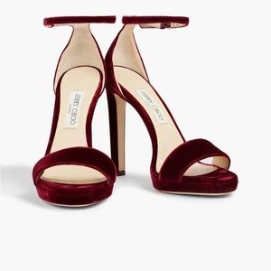Jimmy Choo velvet heels, perfect for holiday festivities!
